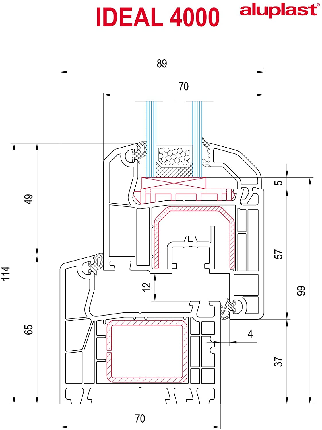 Balconera PVC 1200x2285 Blanca 2 Hojas Oscilobatiente con Persiana Vidrio Transparente - 3
