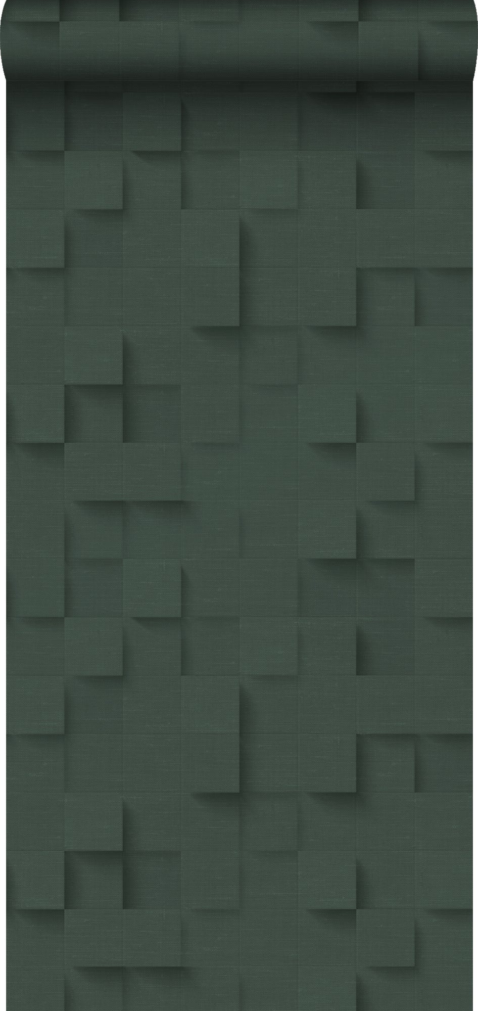 Tapeta kostki 3D ciemnej zieleni - 50 x 900 cm - ORIGIN