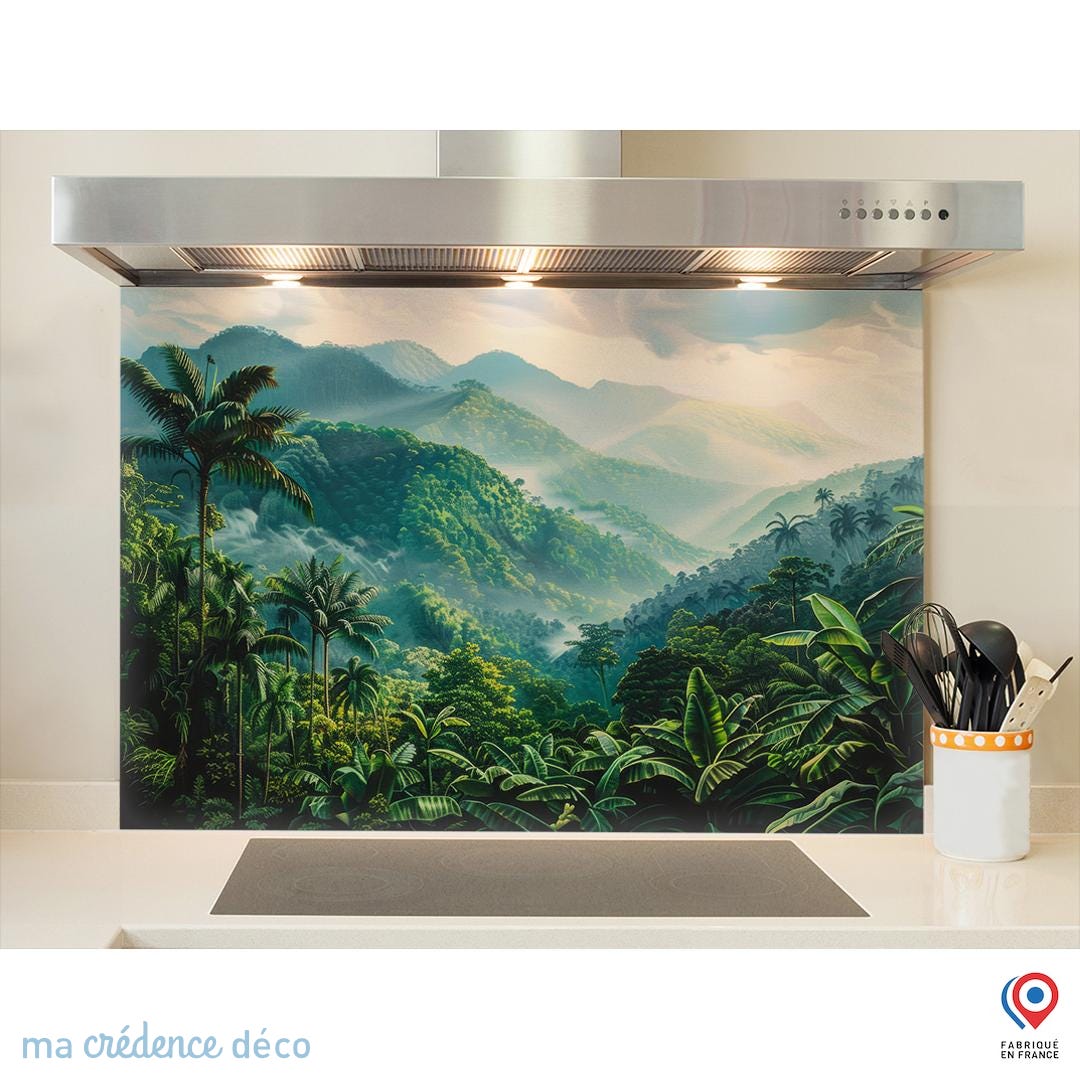 Cr dence Cuisine Fond De Hotte Paysage Tropicale Verre Tremp L 45 cr-dence-cuisine-fond-de-hotte-paysage-tropicale-verre-tremp-l-45