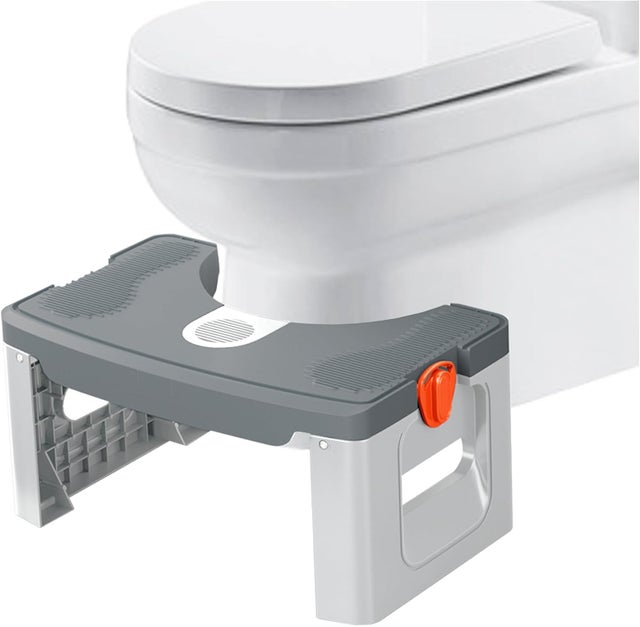 Banco de casa de banho de plástico portátil, banco de apoio de casa de banho dobrável, antiderrapante, ergonómico, cinzento