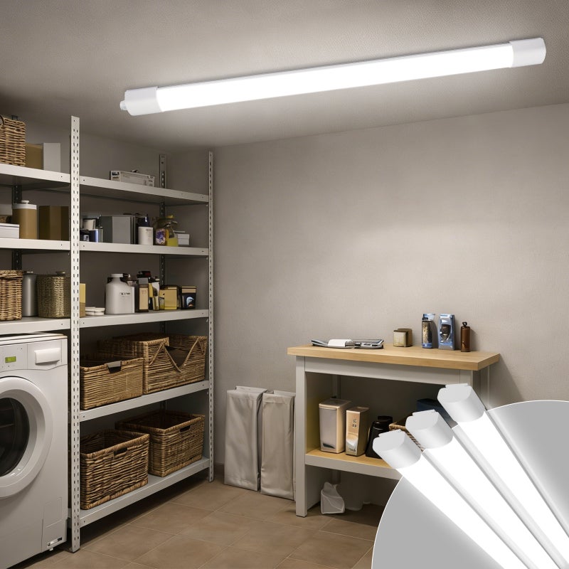 LOVHAUS Zestaw 3 Listwa LED Garaż Wodoszczelna IP65 L.150cm 110lm/W 4000K, Listwa LED PC Biała Do Piwnicy Biura Magazynu