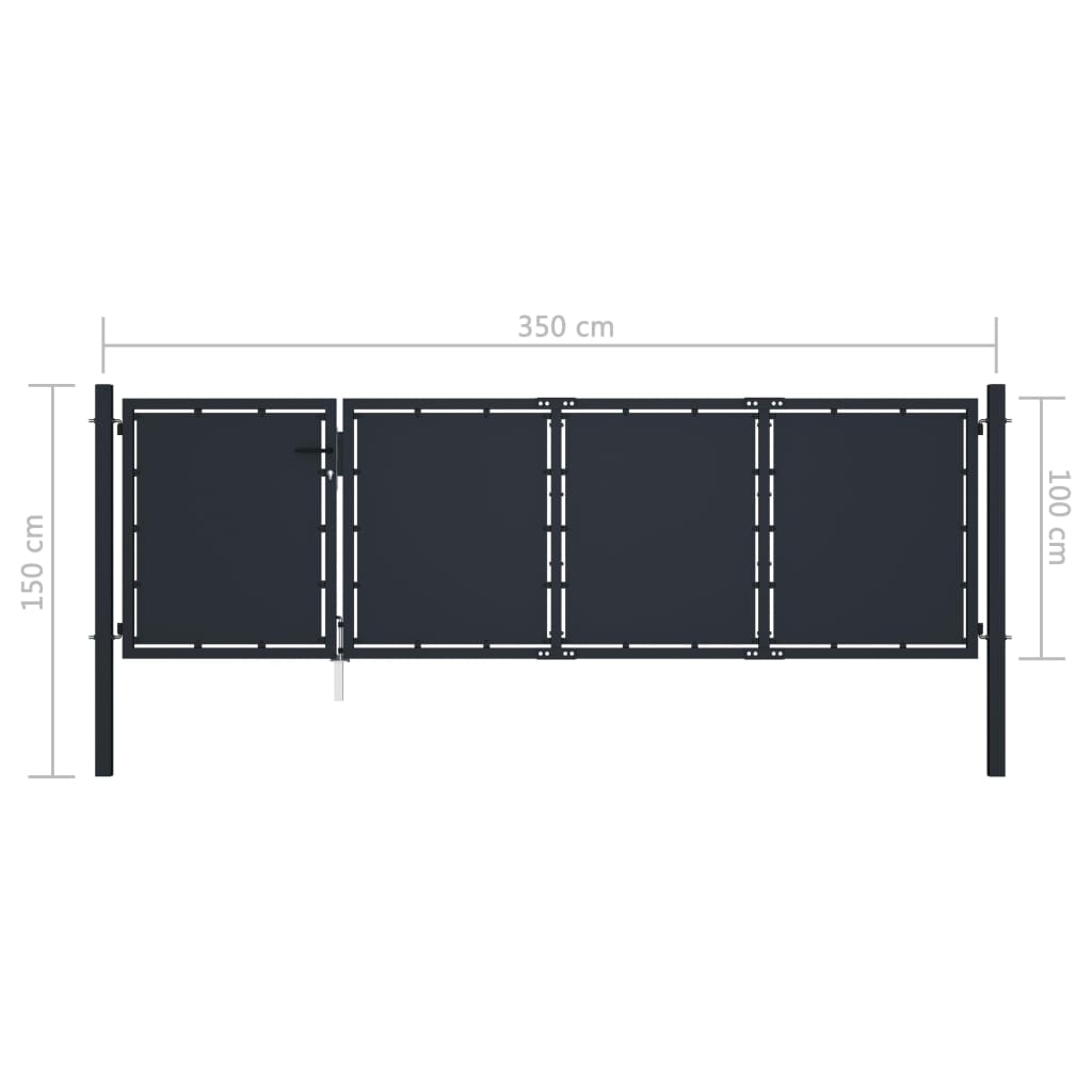 Portail de jardin Acier 350x100 Anthracite - 5