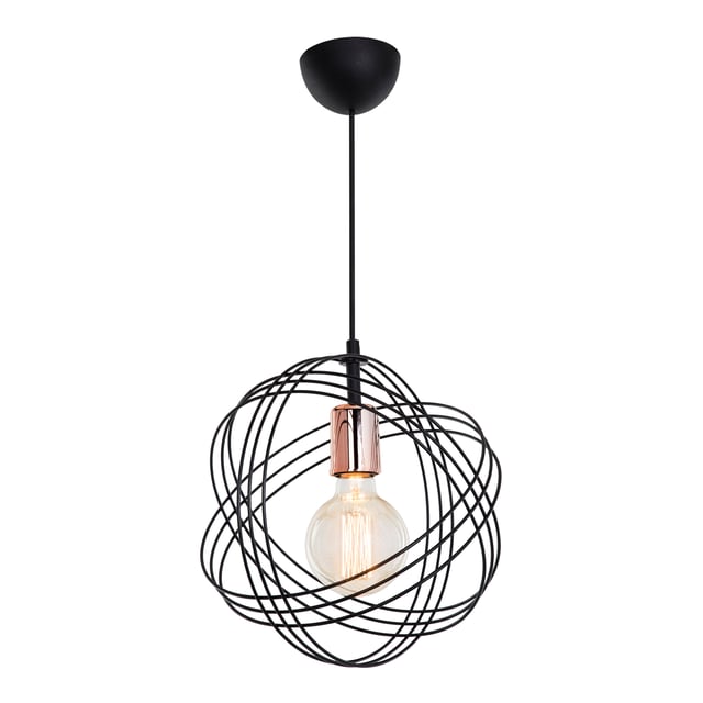 Lámpara colgante Hove 1 x E27 20 W metal 30 x 28 cm negro / cobre [lux.pro]