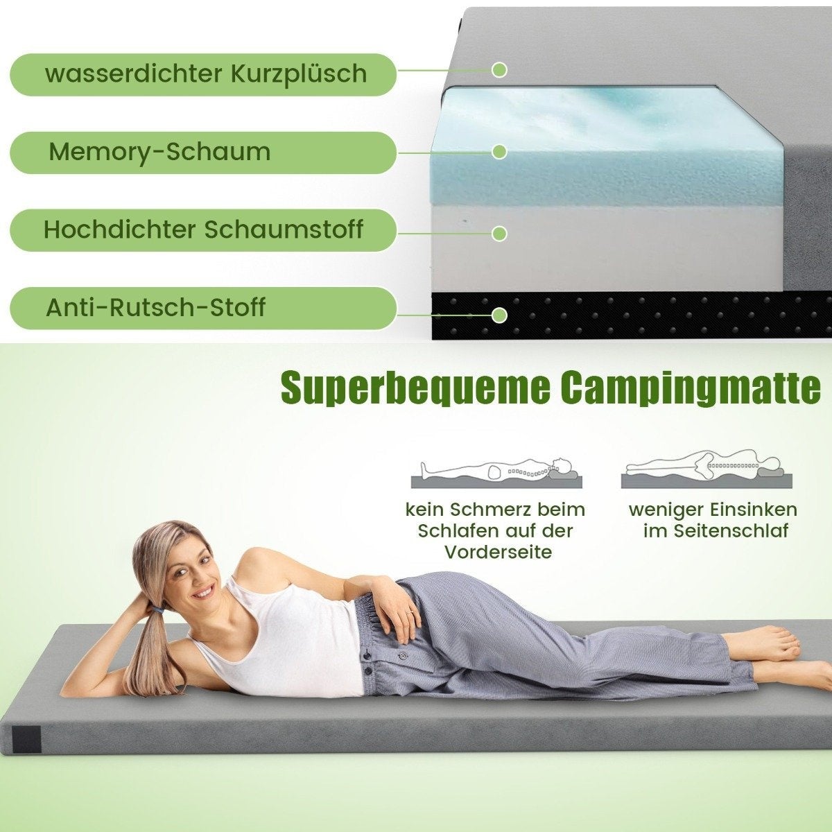 Colchón de camping viscoelástico con revestimiento impermeable - 3