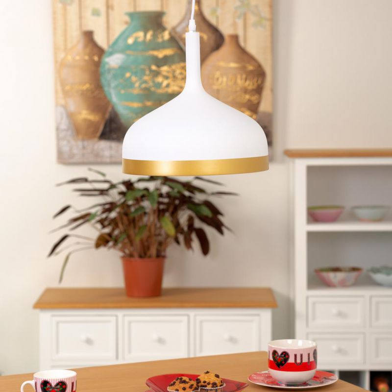 Lustre en métal blanc 30x30x35h - 7