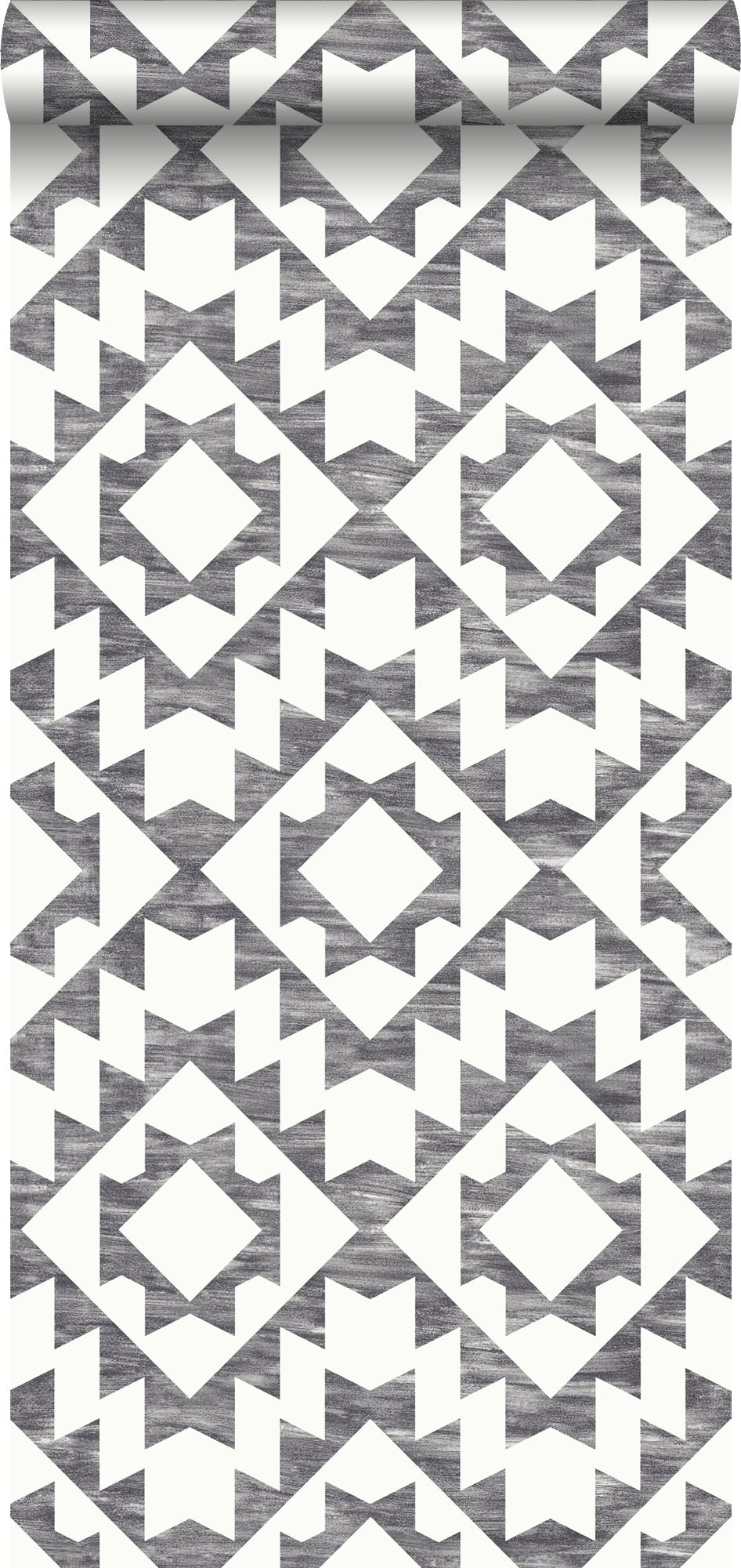 Tapeta Aztecki dywan Marrakesz czarnymIbiałym matowym - 53 cm x 10.05 m - ESTAHOME