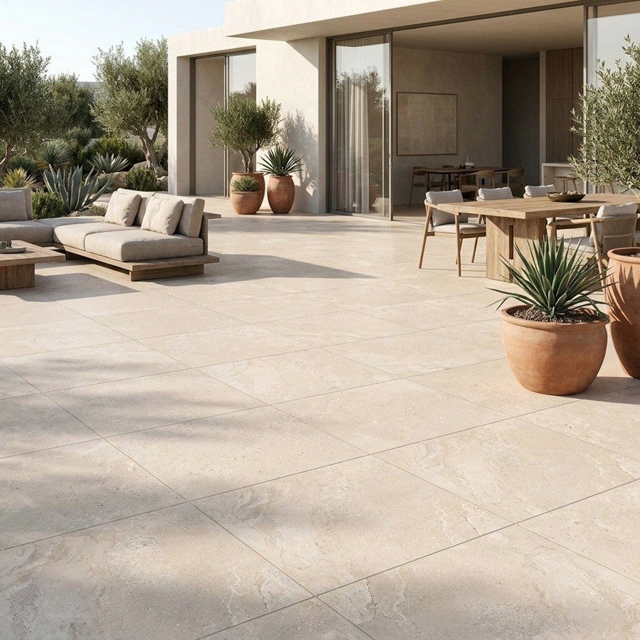 Carrelage Extérieur Grand Format Keita Origine Almond 100x100 Cm R11 Antidérapant - 5