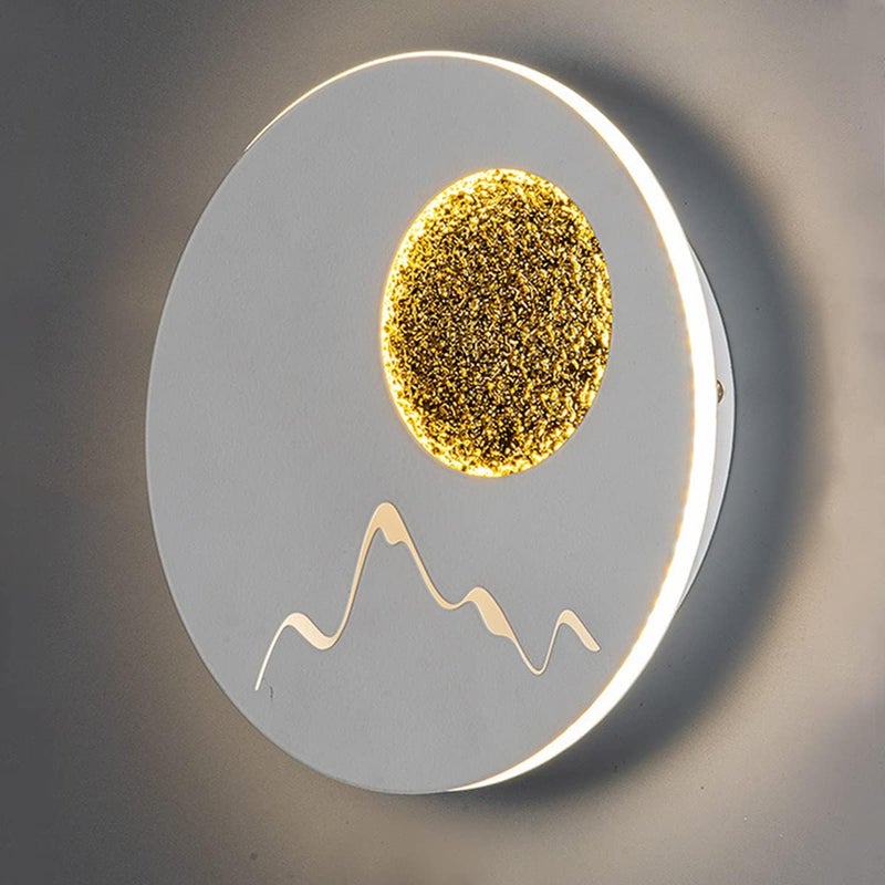 Wewnętrzna lampa ścienna 13W, lampa ścienna z wzorem księżyca i gór, naturalna biała lampa ścienna 4000K, biała lampa