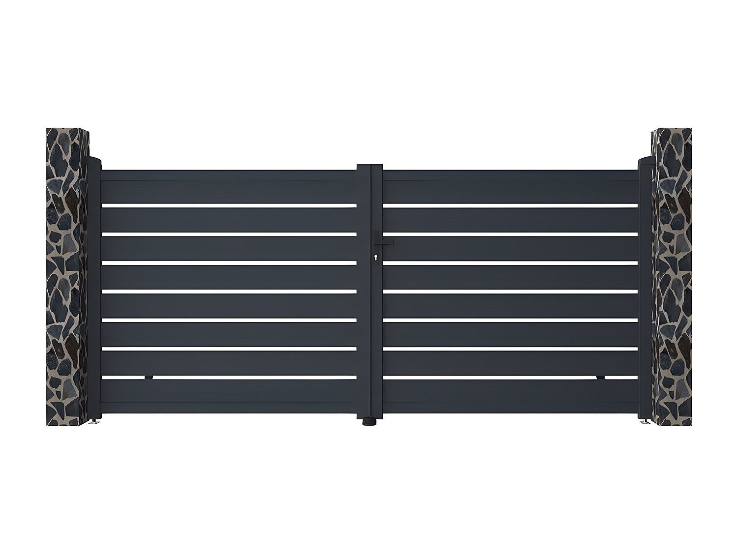 Portail battant aluminium ajouré L355 x H166 cm anthracite - PRIMO - 3