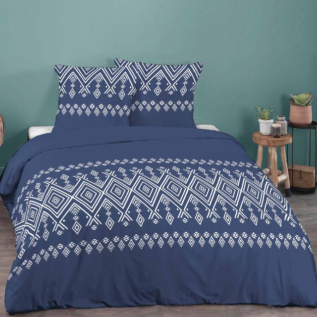 Parure de lit 240x220 cm coton NORDA Bleu