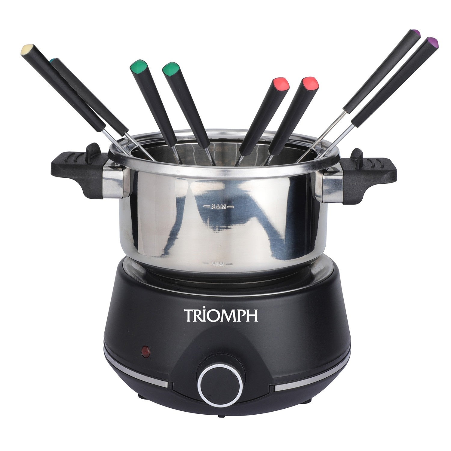Fondue électrique Lacor - 1,2 L, Acier Inox 18/10, 1500W, Thermostat Réglable - 8 Fourchettes Incluses - Pour Fromage, Chocolat, Huile