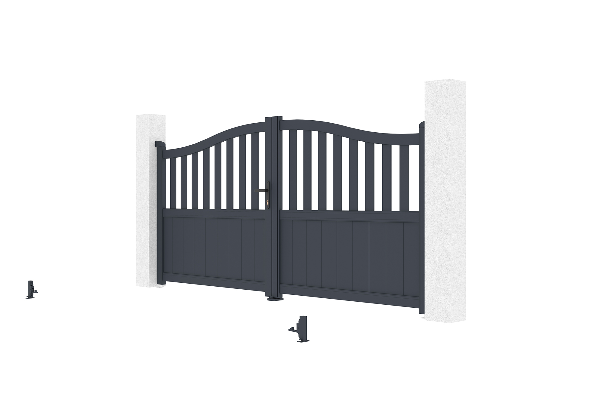 Portail battant 3m MEIJE H.140cm aluminium gris - 9