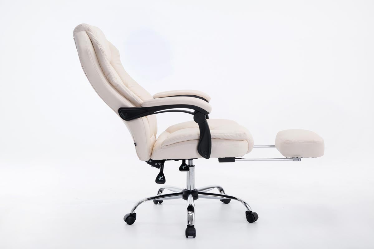 Fauteuil de bureau ergonomique en synthétique crème avec repose-pieds et accoudoirs BUR10377 - 4