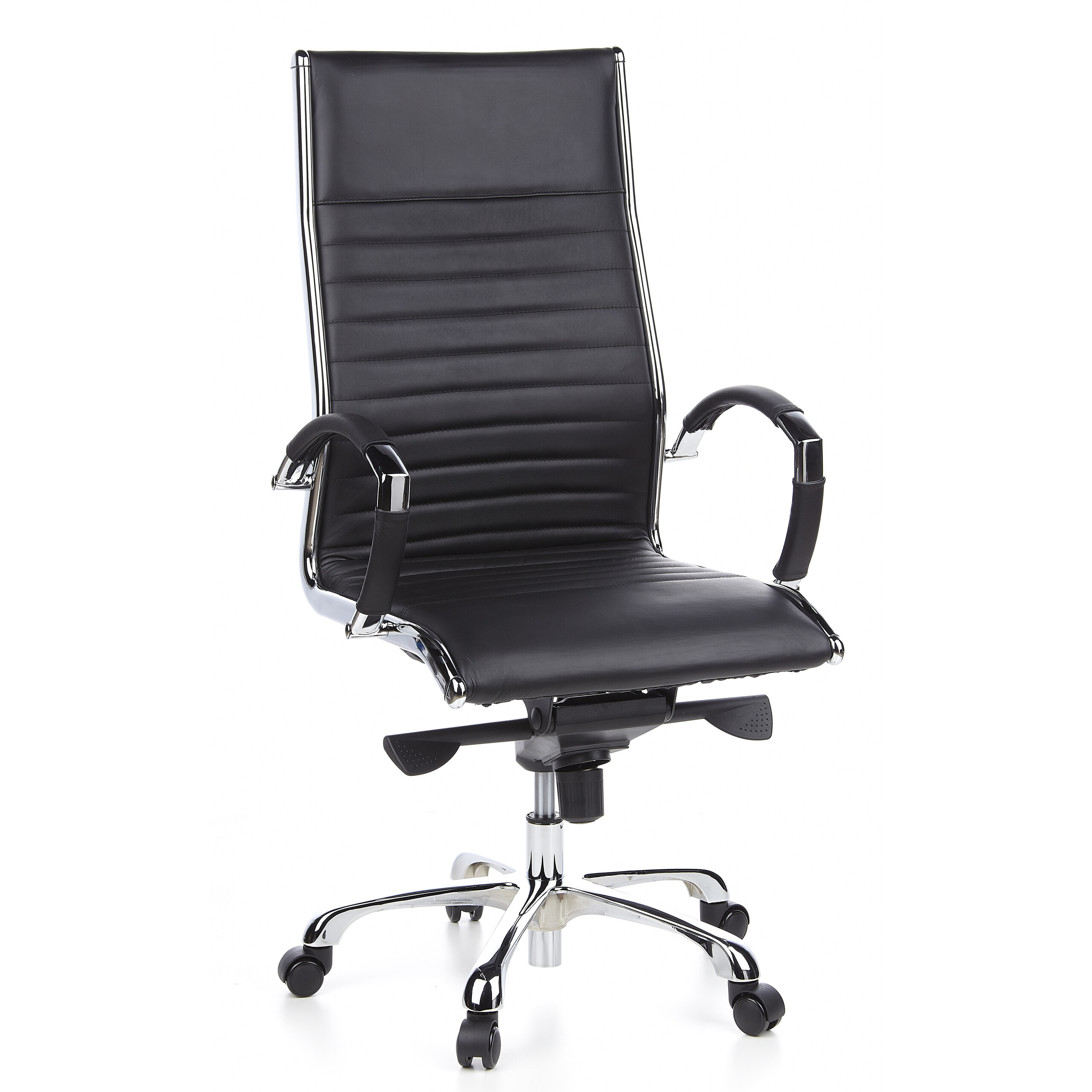 Paire de chaises canasta italiennes minimalistes en chrome et cuir noir, Arrben, Italie En vente