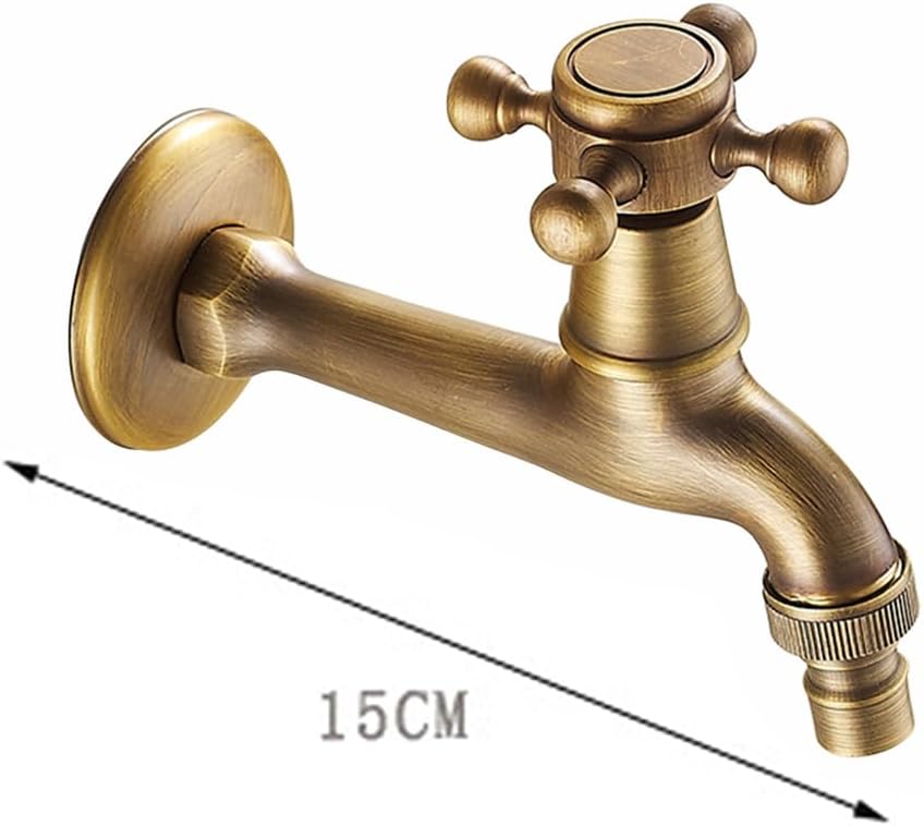 Długi kran ścienny zewnętrzny, kran ogrodowy w stylu vintage, kran na zimną wodę, kran ścienny zewnętrzny, 15 cm - 3