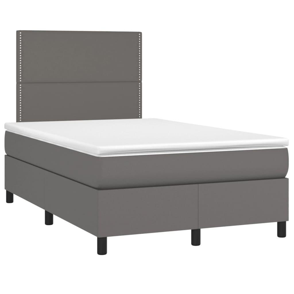 Maison Exclusive - Sommier à lattes de lit avec matelas Gris 120x200 cm Similicuir - 3