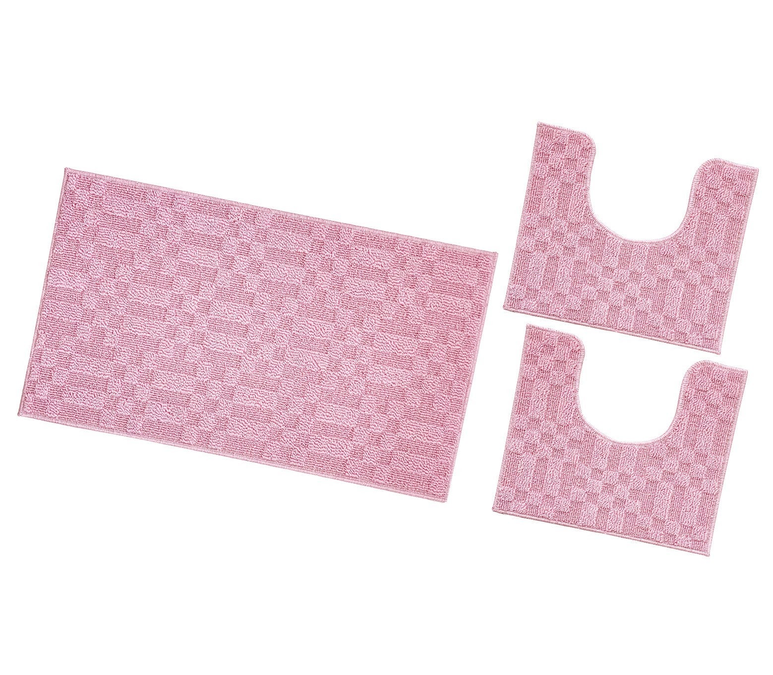 Dywanik łazienkowy 3D Miękki Chłonny Antypoślizgowy Zmywalny Dywanik Nocny Zestaw 3-Częściowy Różowy