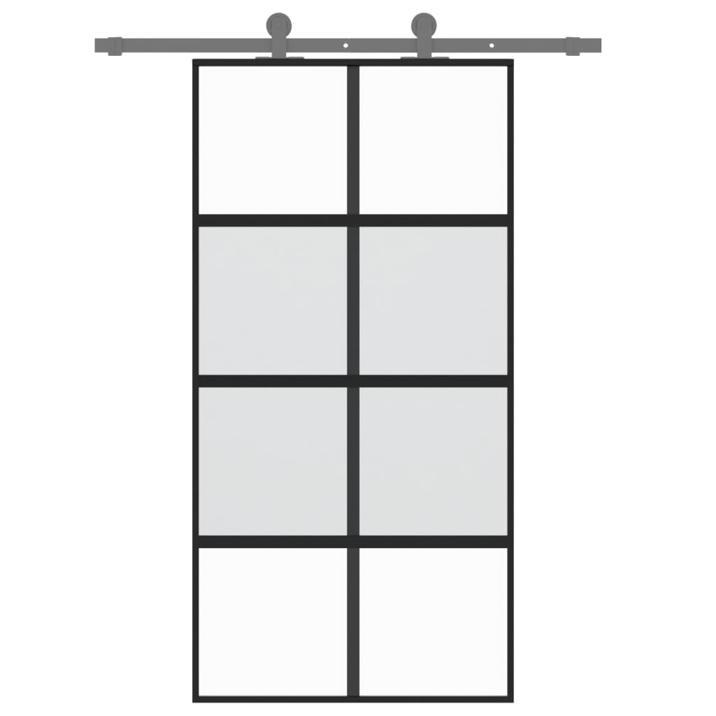 Puerta corredera | Puerta de la cocina vidrio templado y aluminio negra 102,5x205 cm CFW31194 - 3