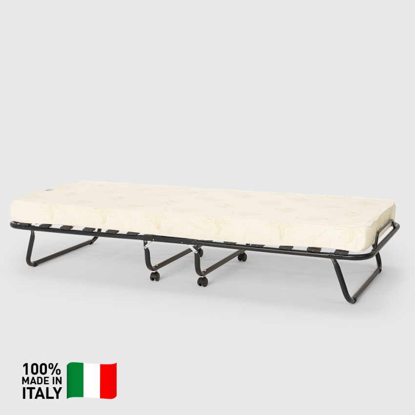 Brandina letto pieghevole con doghe e materasso 80x180cm in microfibra Apollo - Beige - 3