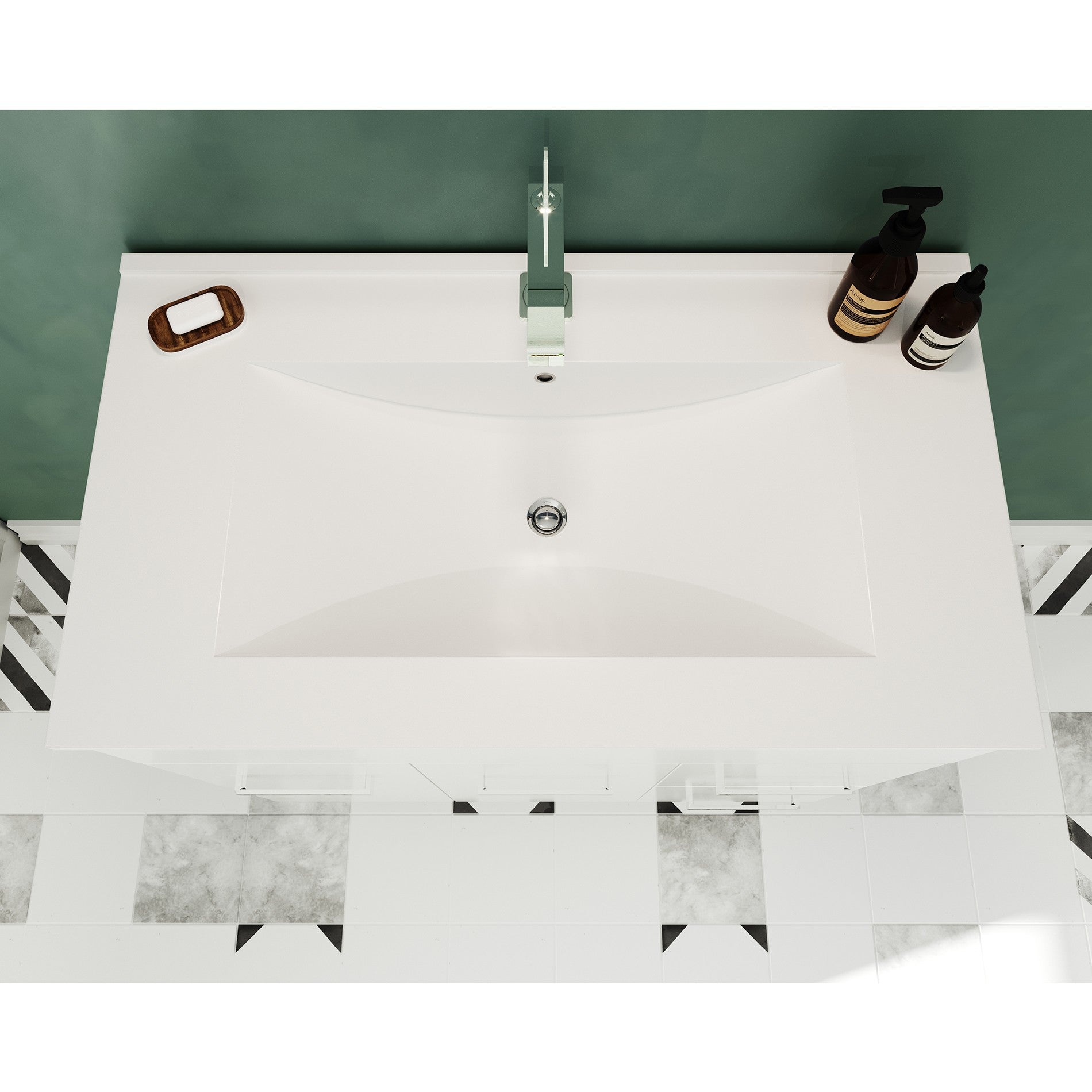 MADRID Meuble salle de bain sur pieds simple vasque Blanc largeur 60 cm - 3