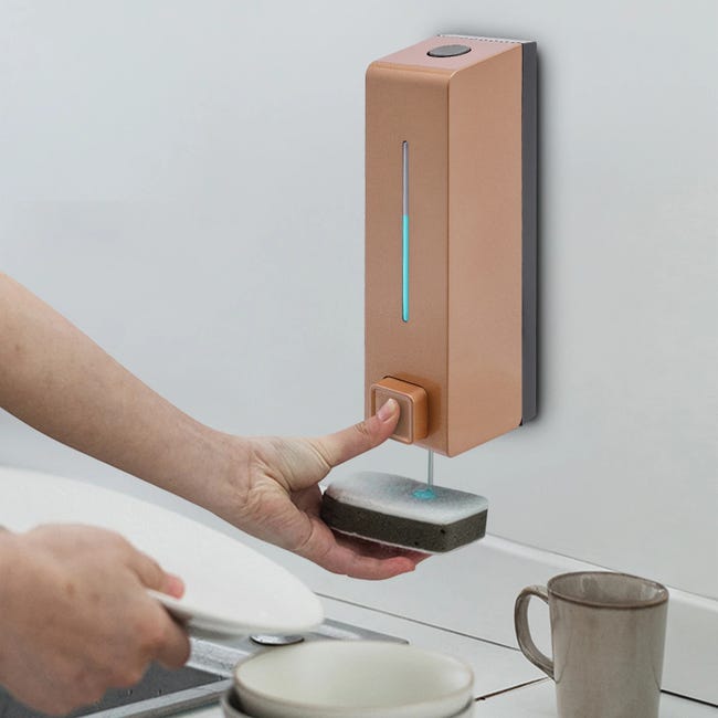 Distributeur De Savon Mural Avec Ventouse - Capacité 450 Ml - Matériau PET - Sans Perçage - Gris Translucide