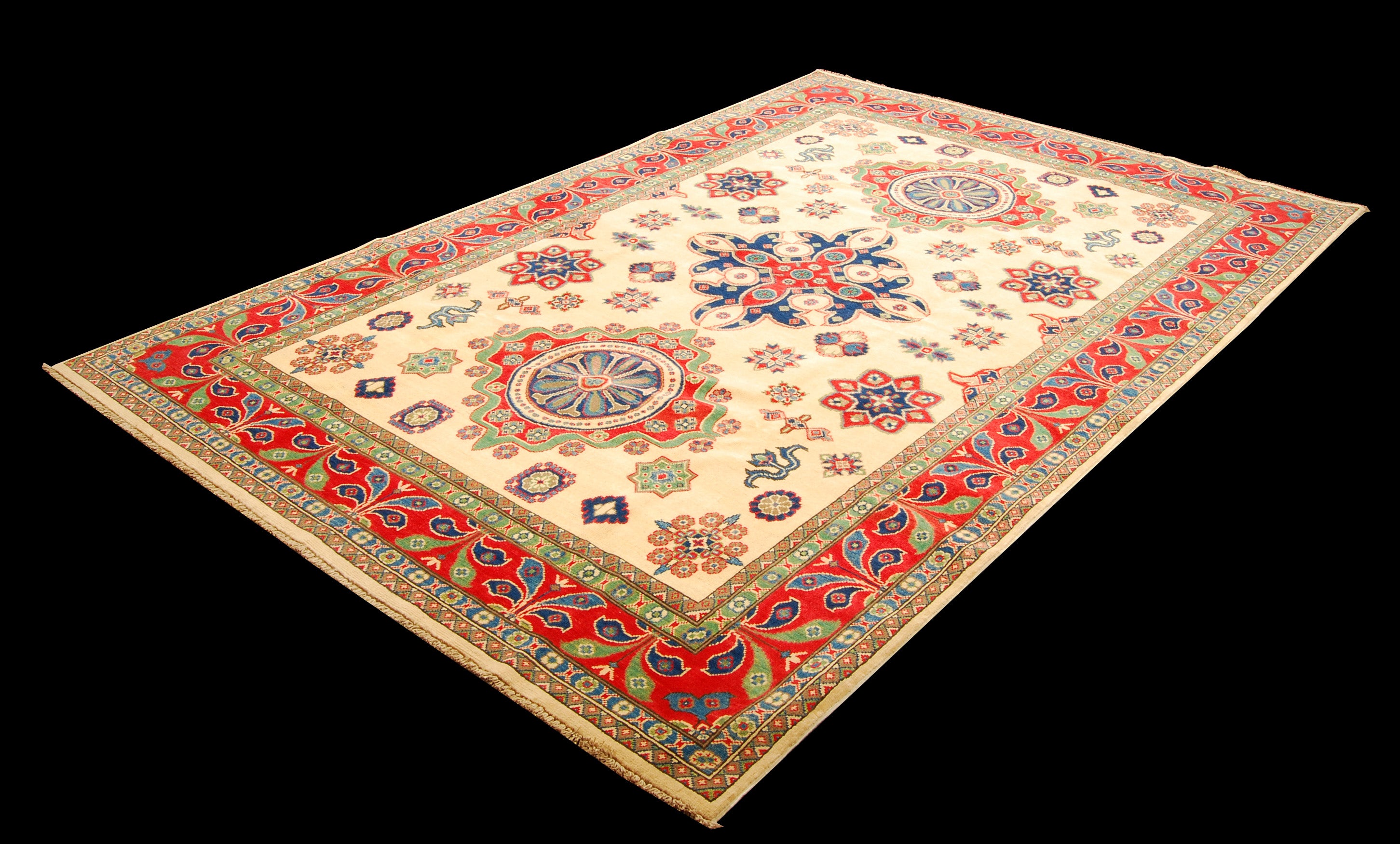 Tapis Ancien Penjab En Soie – Motifs Géométriques, Multicolore, XIXe Ou Avant