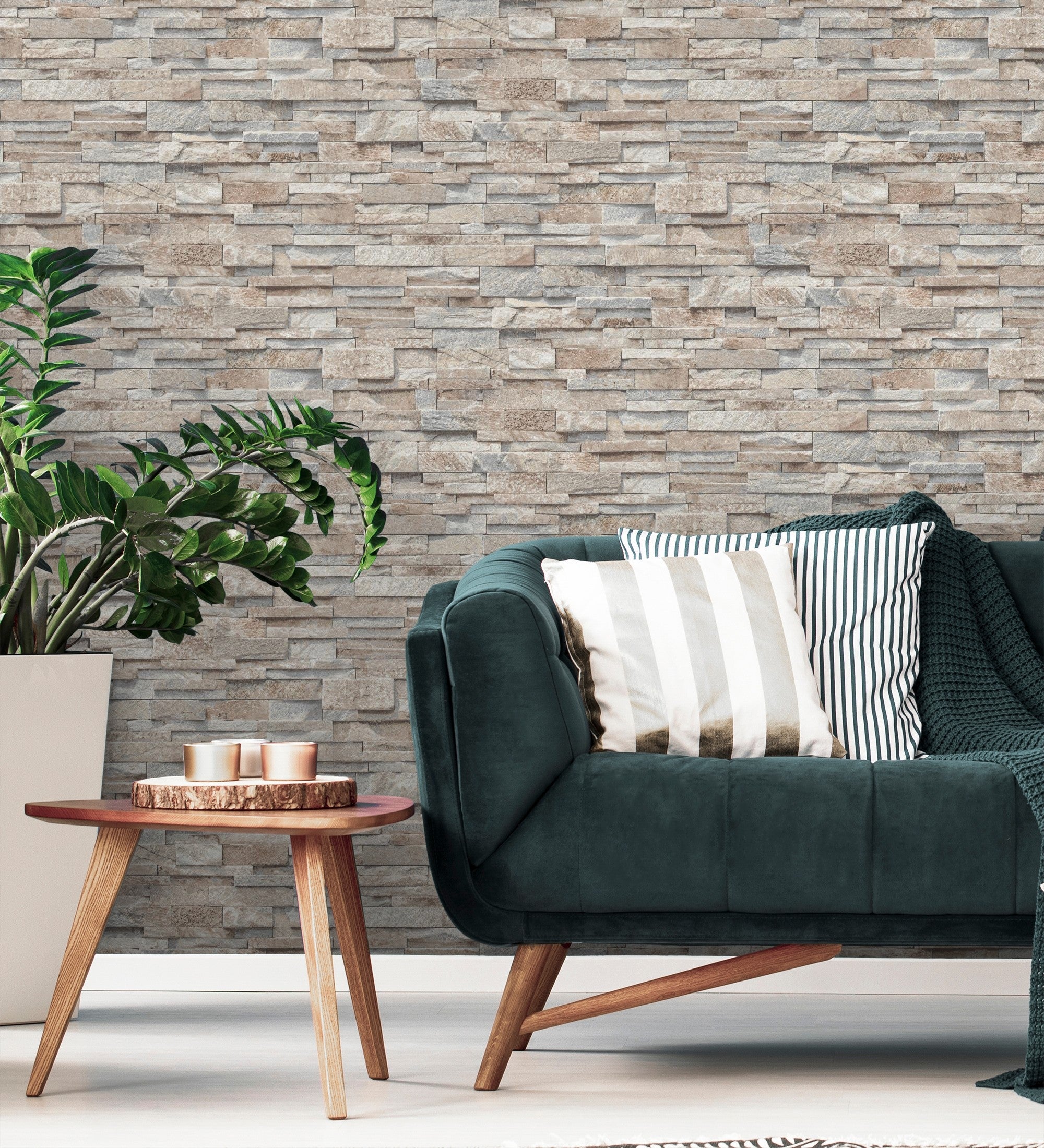 Papier peint vinyle lessivable imitation mur de pierre d'ardoise texturé en relief - Austin Stone 127671 de GAULAN - Rouleaux de 10 m x 0,53 m - 8