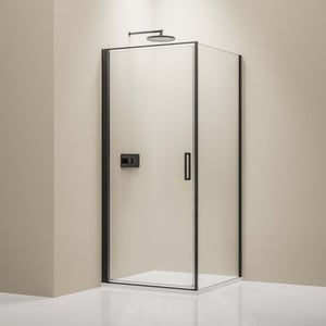 BERNSTEIN - Cabine de douche d'angle, verre NANO 8mm - Profilé noir, 100x100x195cm (HxL)