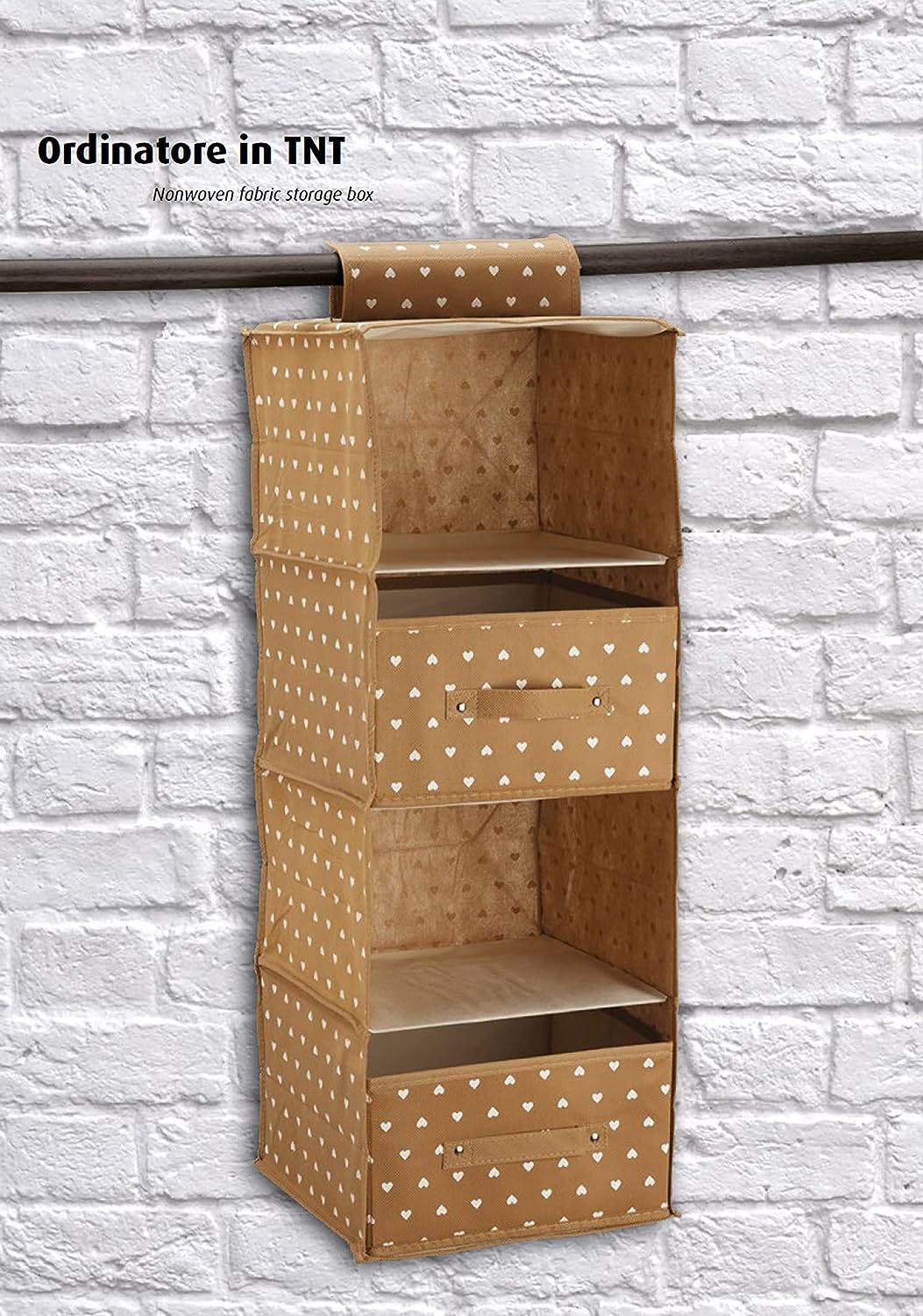 King Home ORDINATORE CON 2 CASSETTI BIG IN TNT PANNA 30x30x80h cm - 2