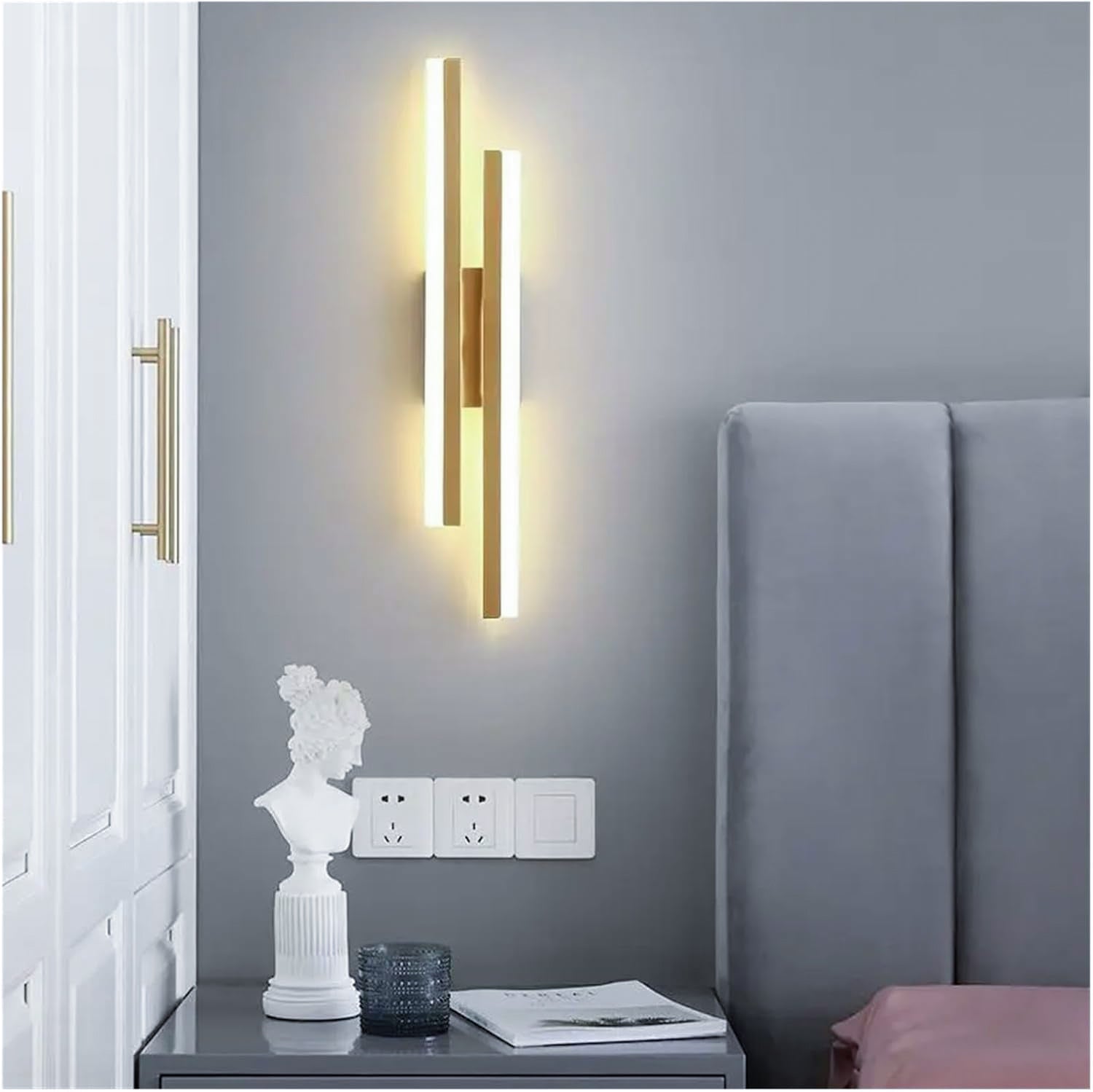 Lot de 4 appliques murales LED, lampe de chevet moderne, applique murale LED 16 W, éclairage décoratif d'intérieur, lumière blanche 6&nbsp;000 K, 48 cm - 5