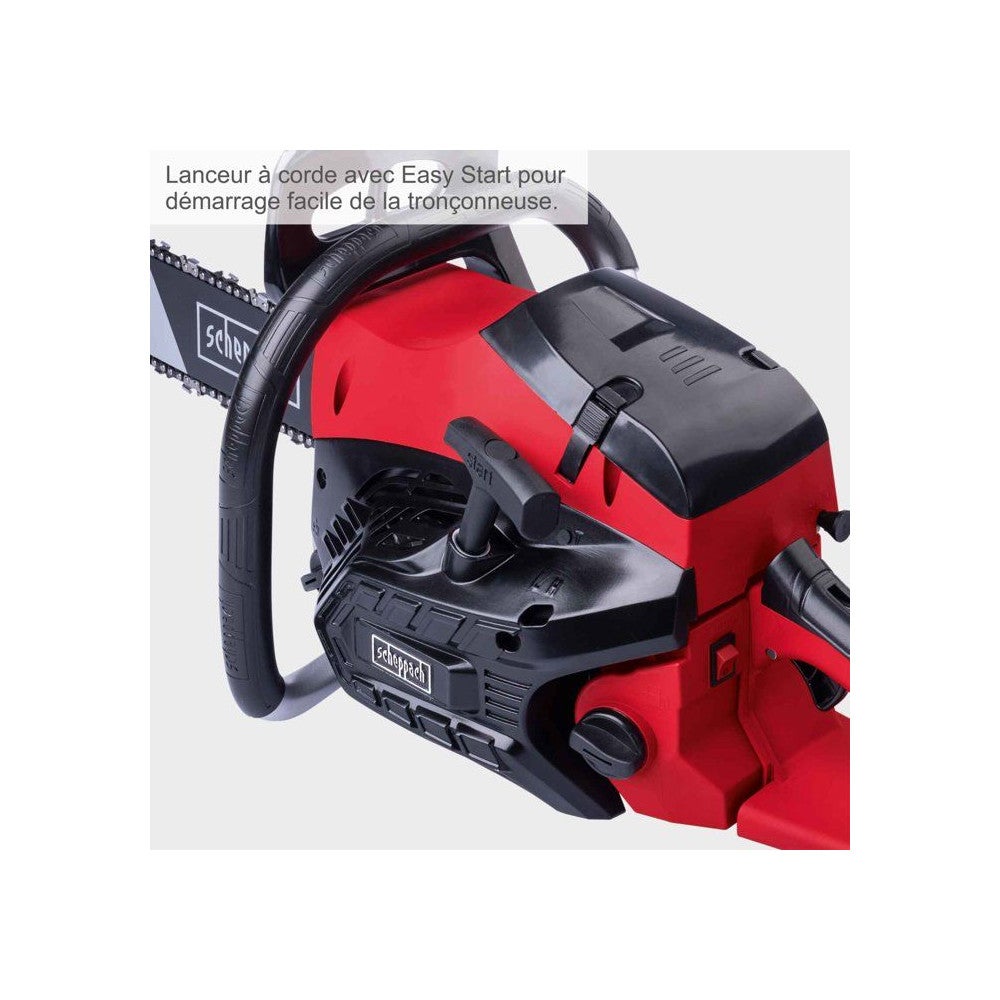 Scheppach Tronçonneuse thermique PCS53 - 53 cm³ - moteur 2 temps - longueur 51 cm - Ø de coupe max 47 cm - vitesse de coupe 21 m/s - réservoir 0,55L - 4