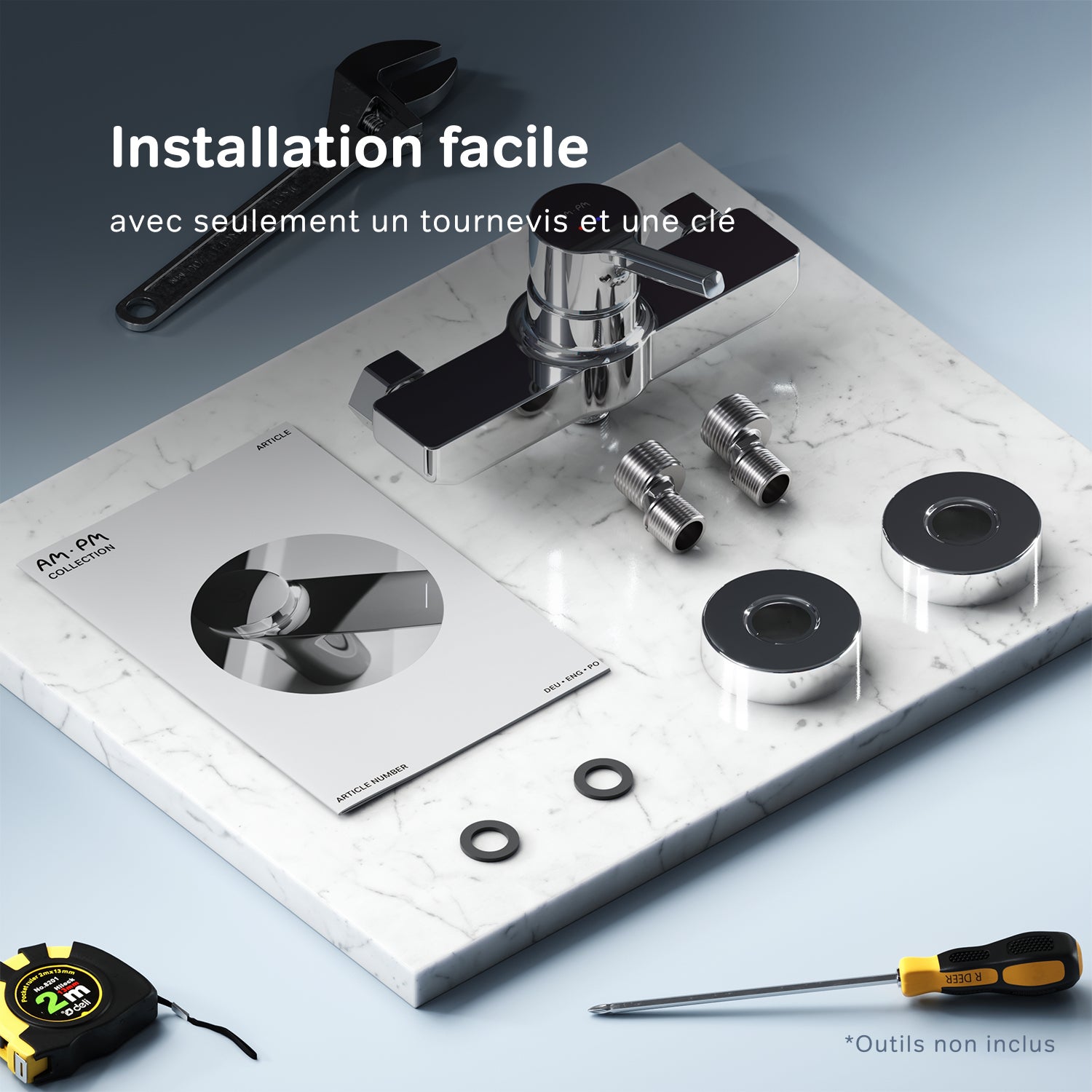 Mitigeur mécanique de douche Robinet de douche Chromé, X-Joy S FXB20000 AM.PM - 7