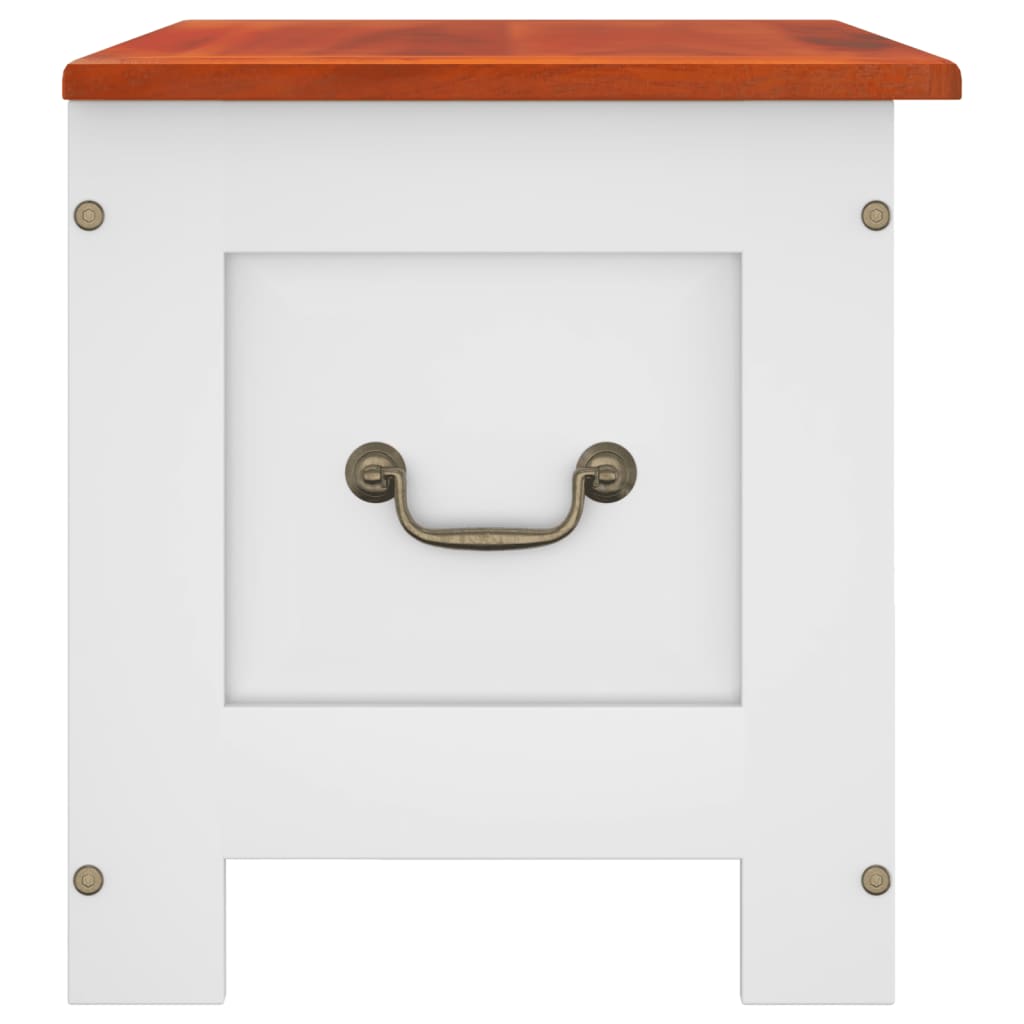 Coffre de rangement avec couvercle, bois d'acacia marron et blanc - 5