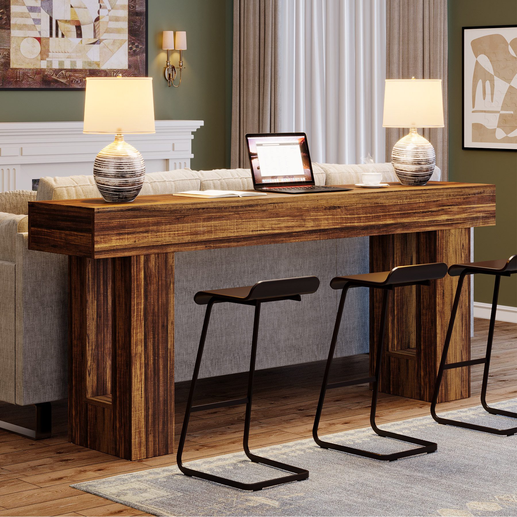 Table console 160 cm Table longue, table de couloir pour entrée - 3