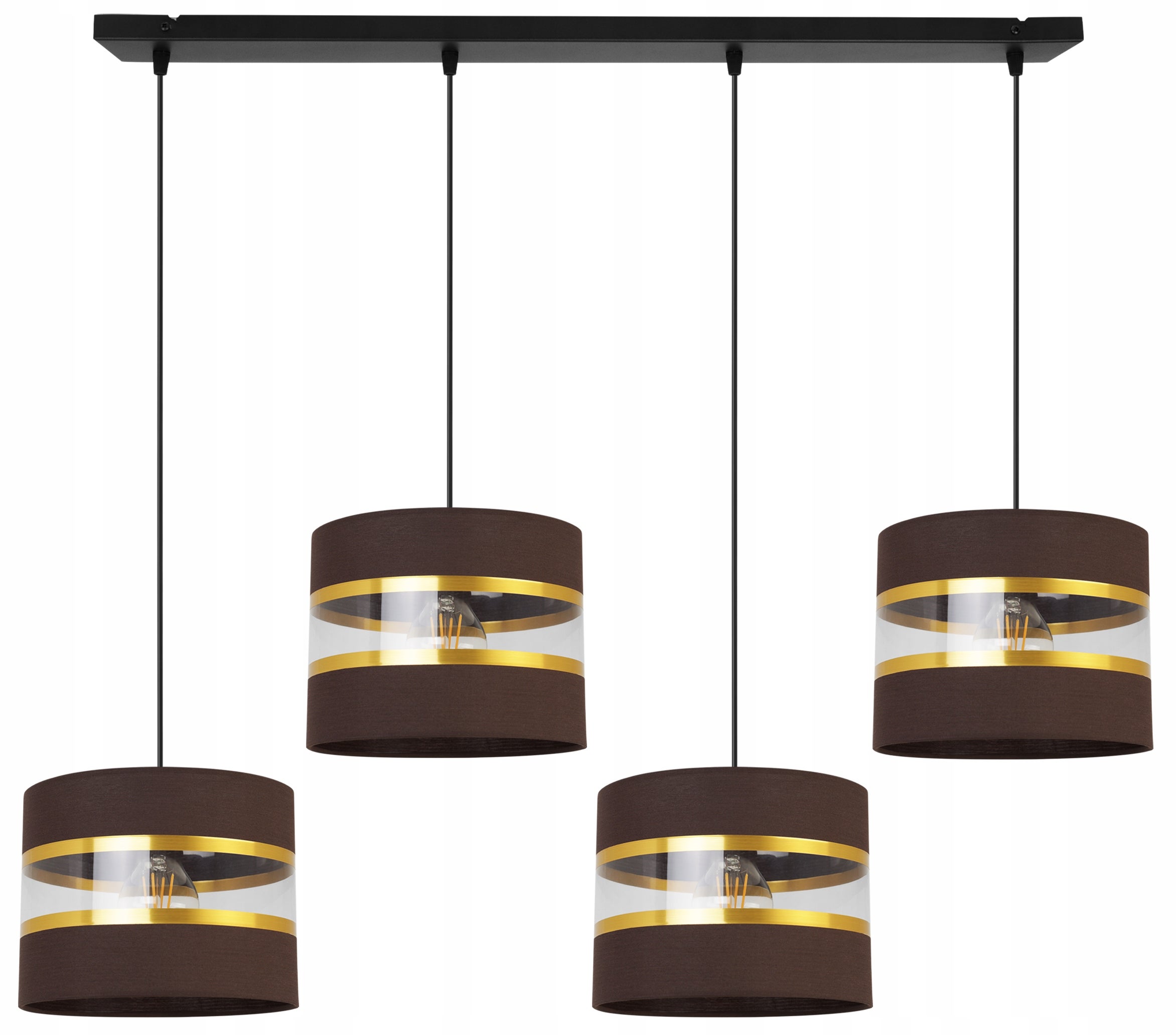Lampa sufitowa wisząca Elegance Gold classic 4xE27 abażur walec czarno/brązowy Light Home LH