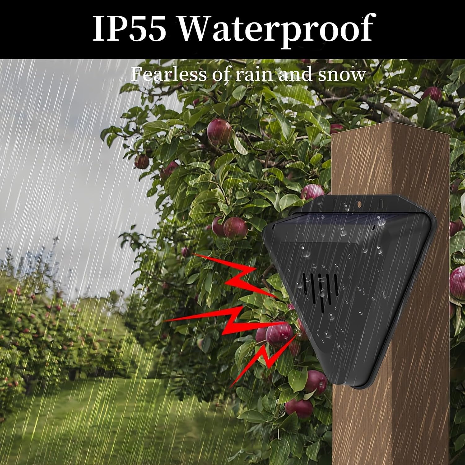 Alarme Répulsive pour Oiseaux à Energie Solaire IP55 Etanche à 360° Protection Complète Multiples Sons Dissuadant Les Oiseaux Ennemis Cornus Convient - 4