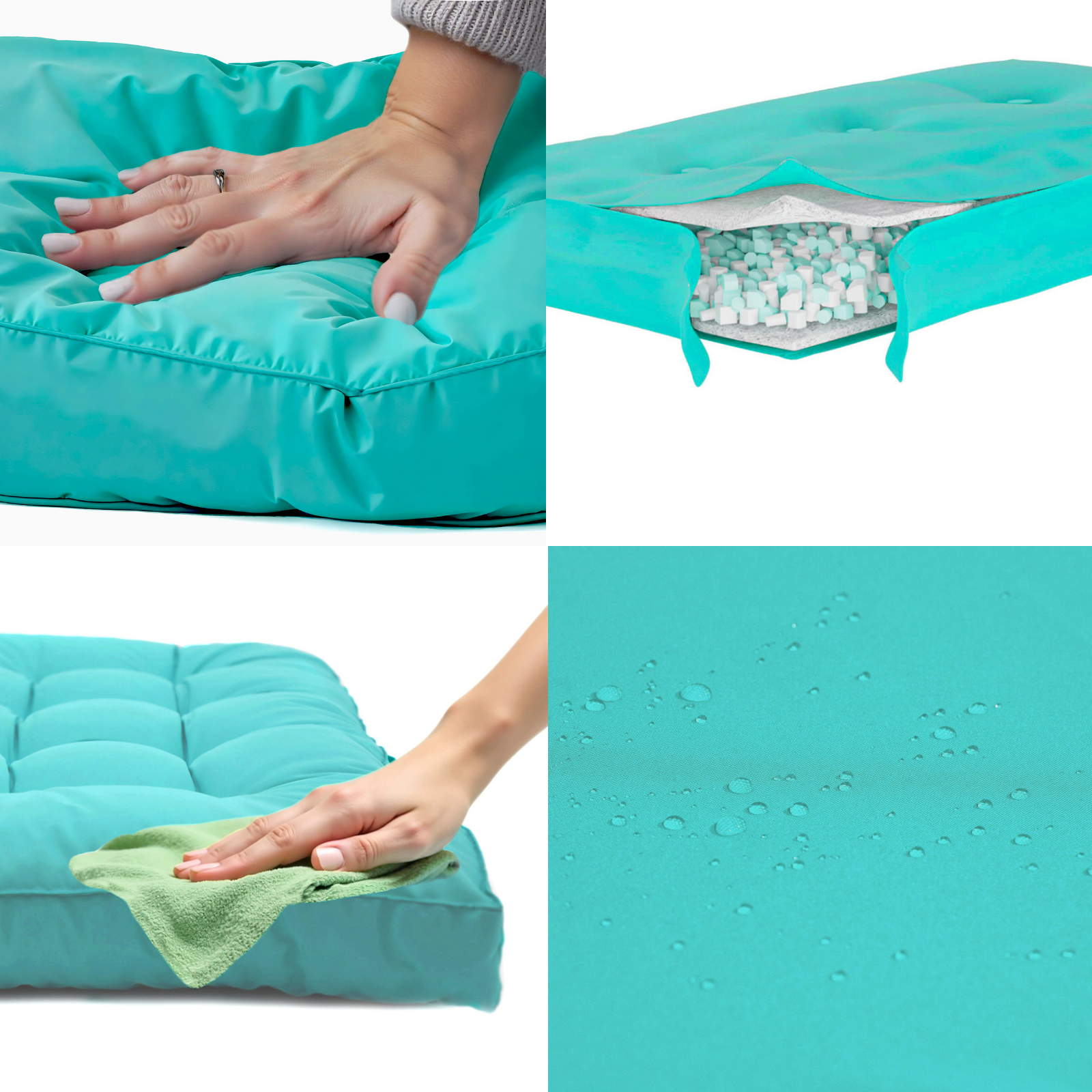 Lot coussins extérieur pour palette bleu caraïbes 120x80 Imperméables Anti-UV DECOARTS - 4