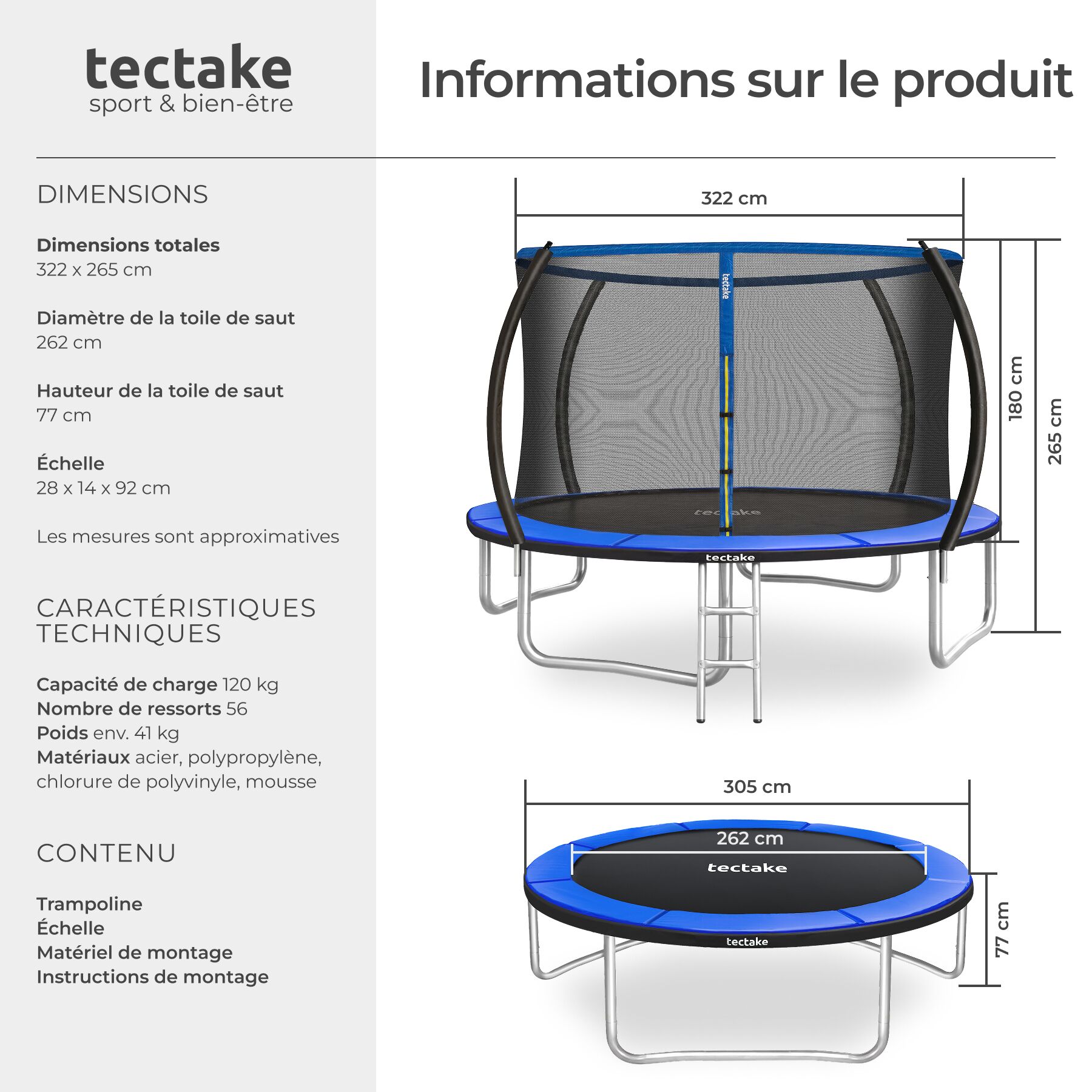 TECTAKE trampolim Ø 305 cm, certificado GS - 6