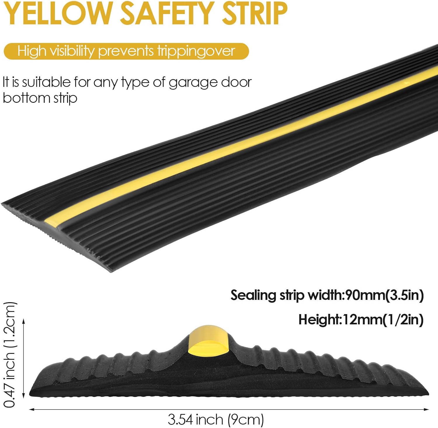 Joint de porte de garage 3 m Joint de seuil de porte de garage, bande de seuil de porte de garage, joint inférieur en caoutchouc - 3