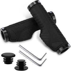 Impugnature Per Bicicletta In Gomma TPR Con Terminali In Alluminio, Ergonomiche E Antiscivolo, Per MTB E City Bike, 22,2 Mm, Nero/Blu