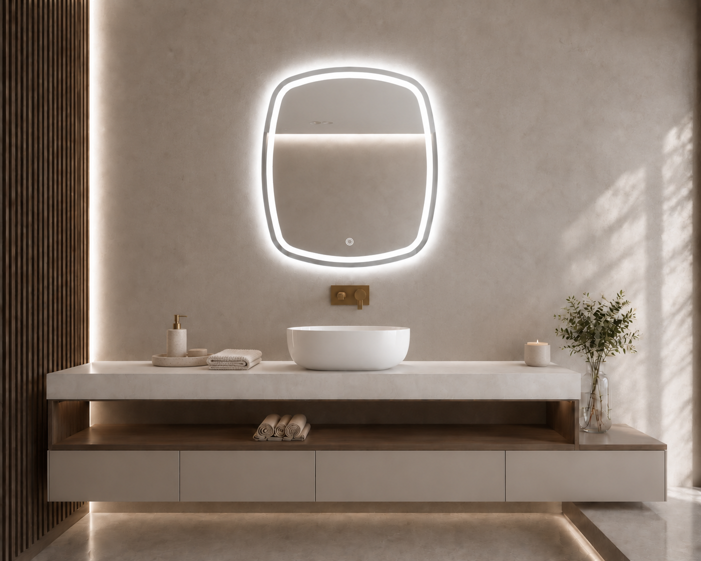 SMOOTH LINE LED lustro z oświetleniem LED, bez ramy 80x60 cm