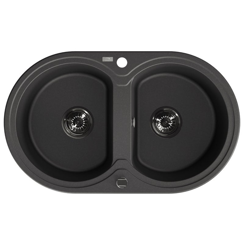 Zlewozmywak Granitowy 2 Komorowy Laveo DAFNE 47x78cm Czarny