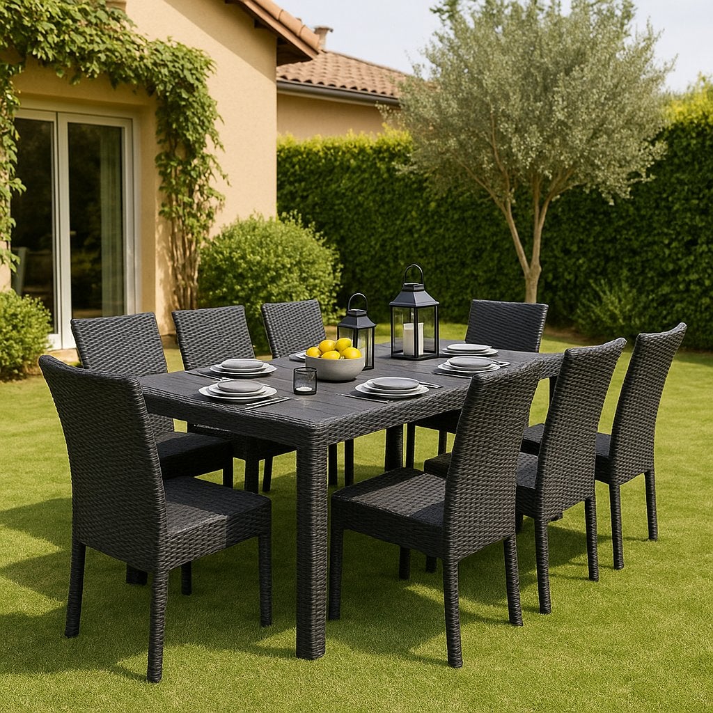 Mesa de Exterior, 10 Lugares, Extensível, Impermeável, 150x90x72h cm, Cor Antracite - Made in Italy - 8