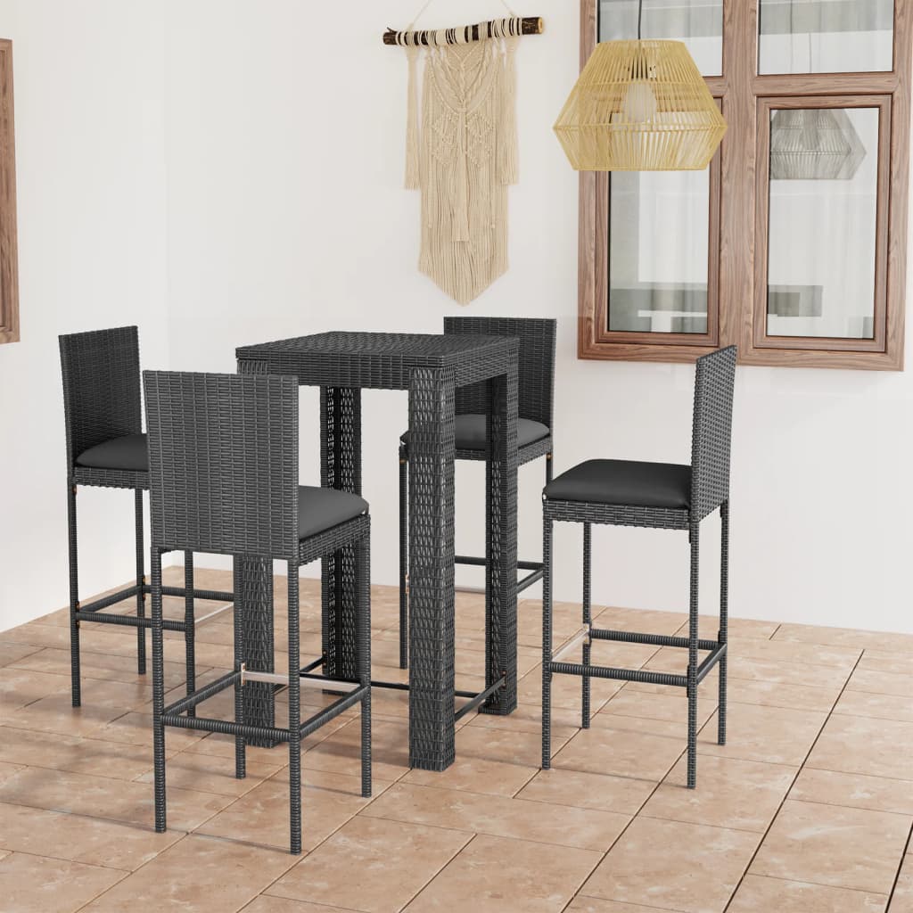 5-cz. zestaw mebli barowych z poduszkami, rattan PE, szary vidaXL