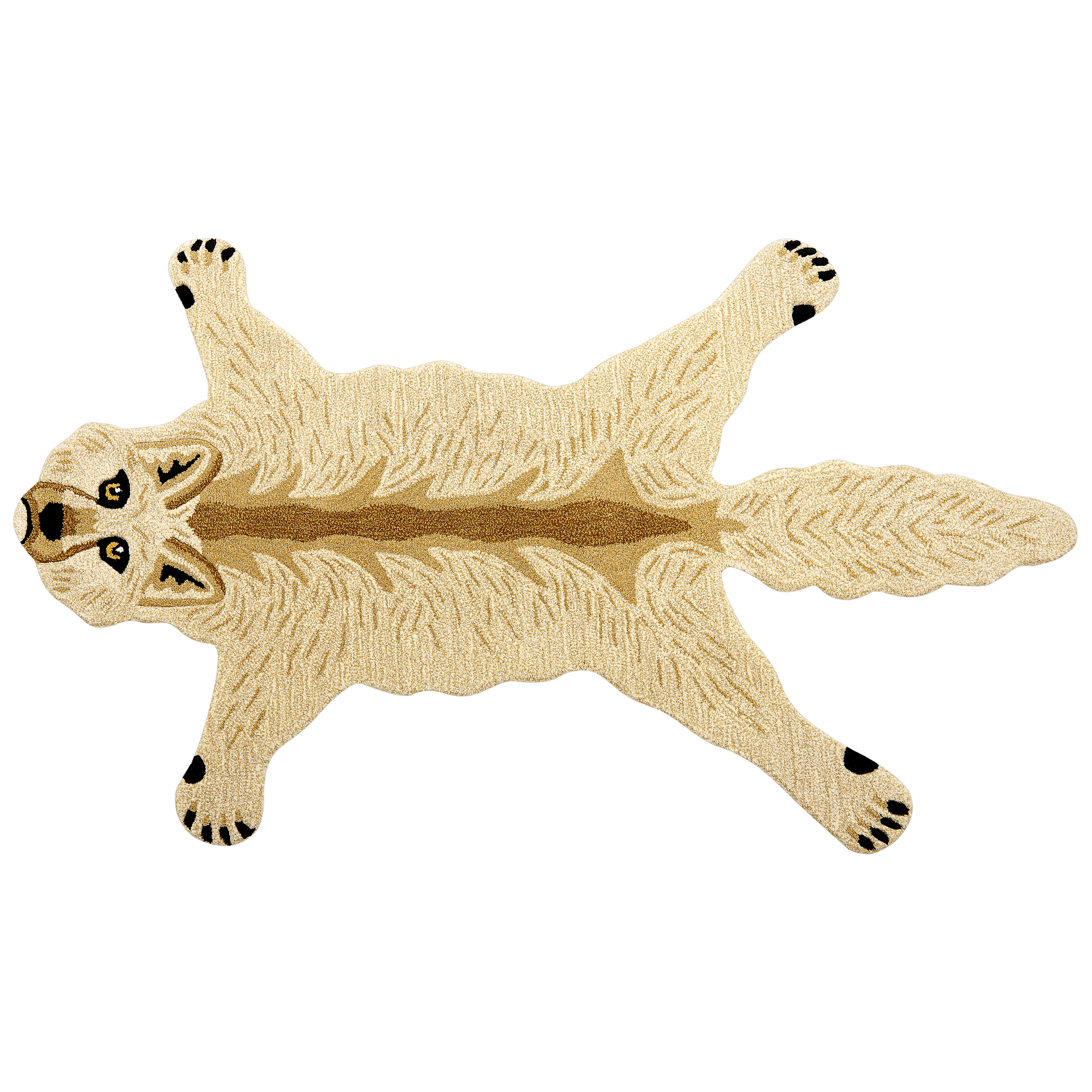 Beliani alfombra infantil de lana beige motivo lobo 100 x 160 cm balto