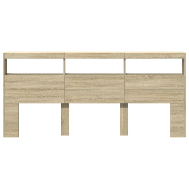 vidaXL Cabecero de cama con LED roble Sonoma 220x17x102 cm - 6