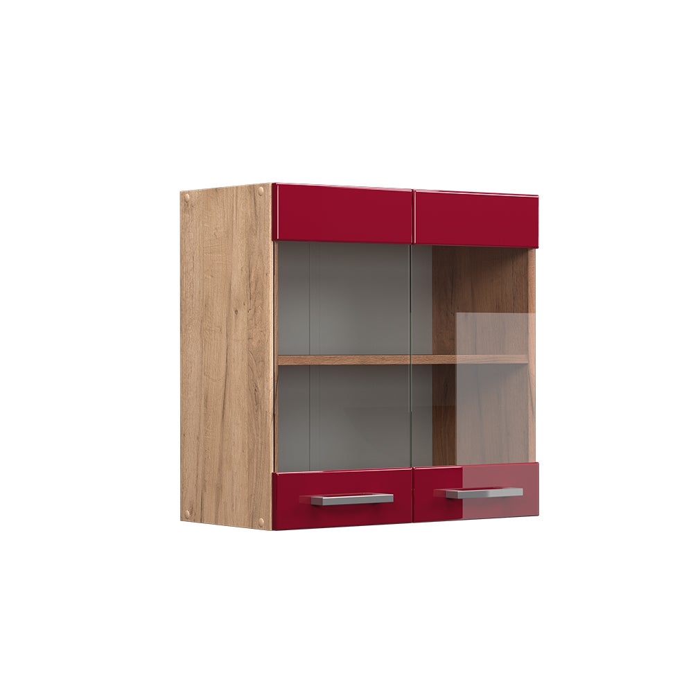 Vicco Szklana szafka kuchenna R-Line, Czerwony połysk, 60 cm