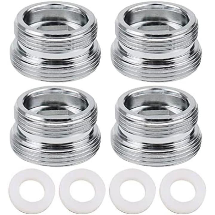 Zestaw 4 adapterów do kranu i 4 uszczelek, QttvbTna, Miedź, Srebrny, 12x22x19,7 mm