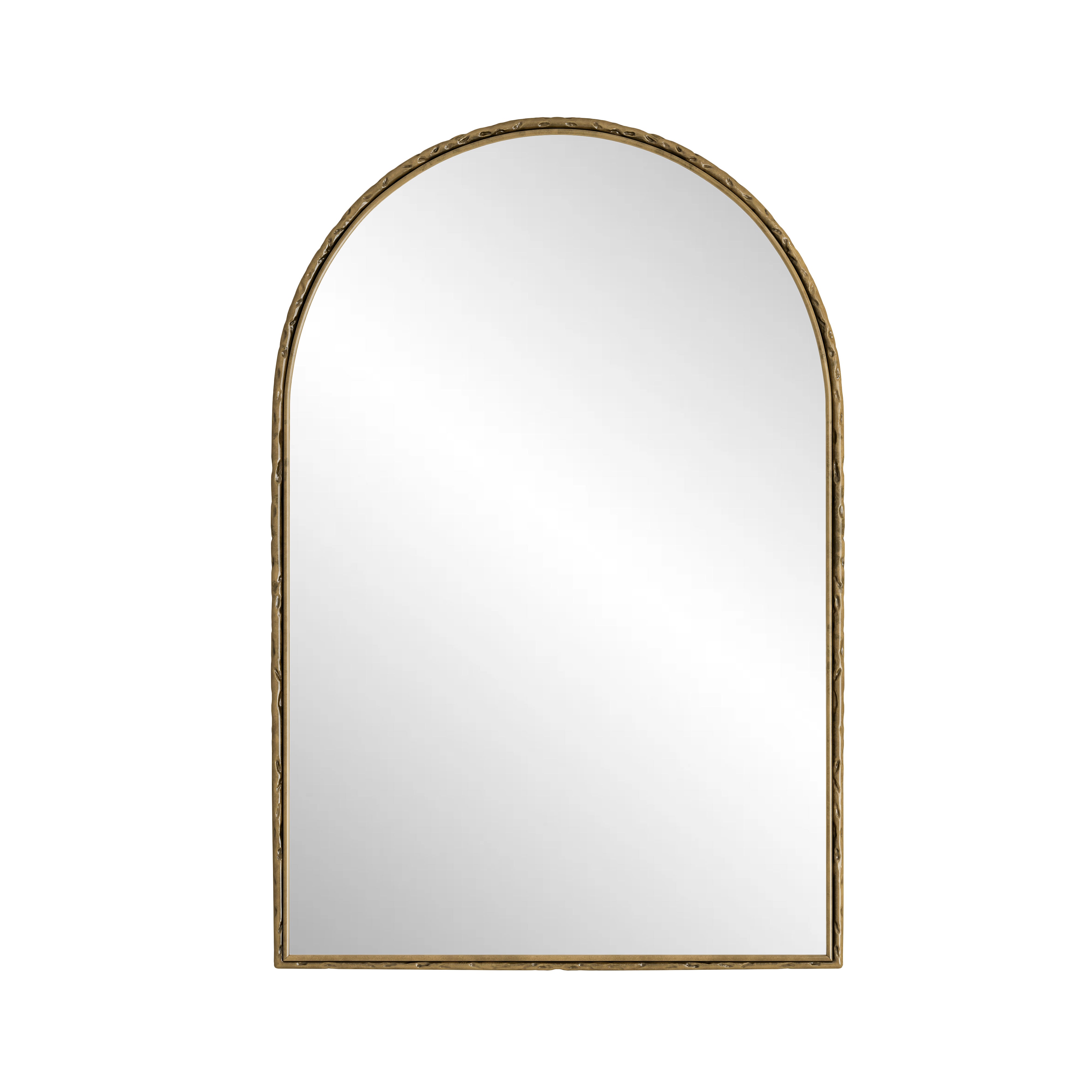 Miroir mural arqué, à suspendre ou à poser, verre trempé, cadre en fer doré - 2