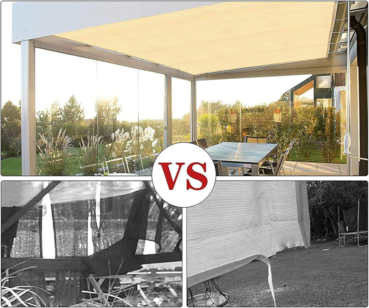 Voile d'ombrage rectangulaire en PEHD, protection UV 95 %, pour terrasse, balcon, camping (1 x 2 m) - 4